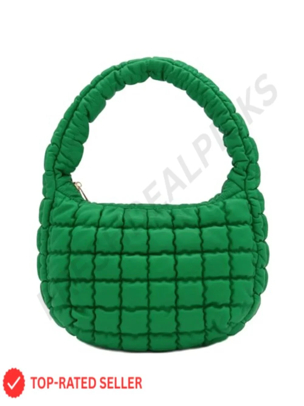 Lightweight Quilted Soft PU Leather Crescent Puffer Hobo Shoulder Bag